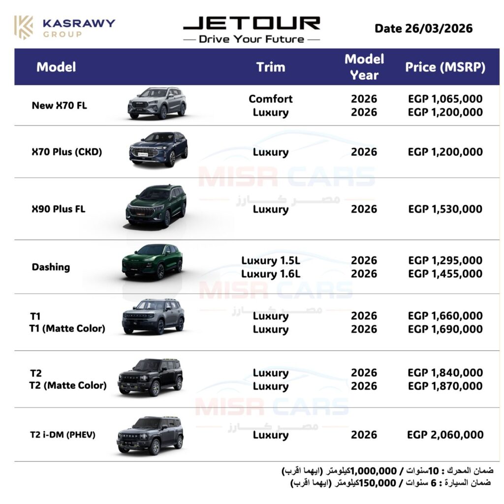 سيارات جيتور في مصر: زيادات جديدة وT2 i-DM تظهر رسميًا