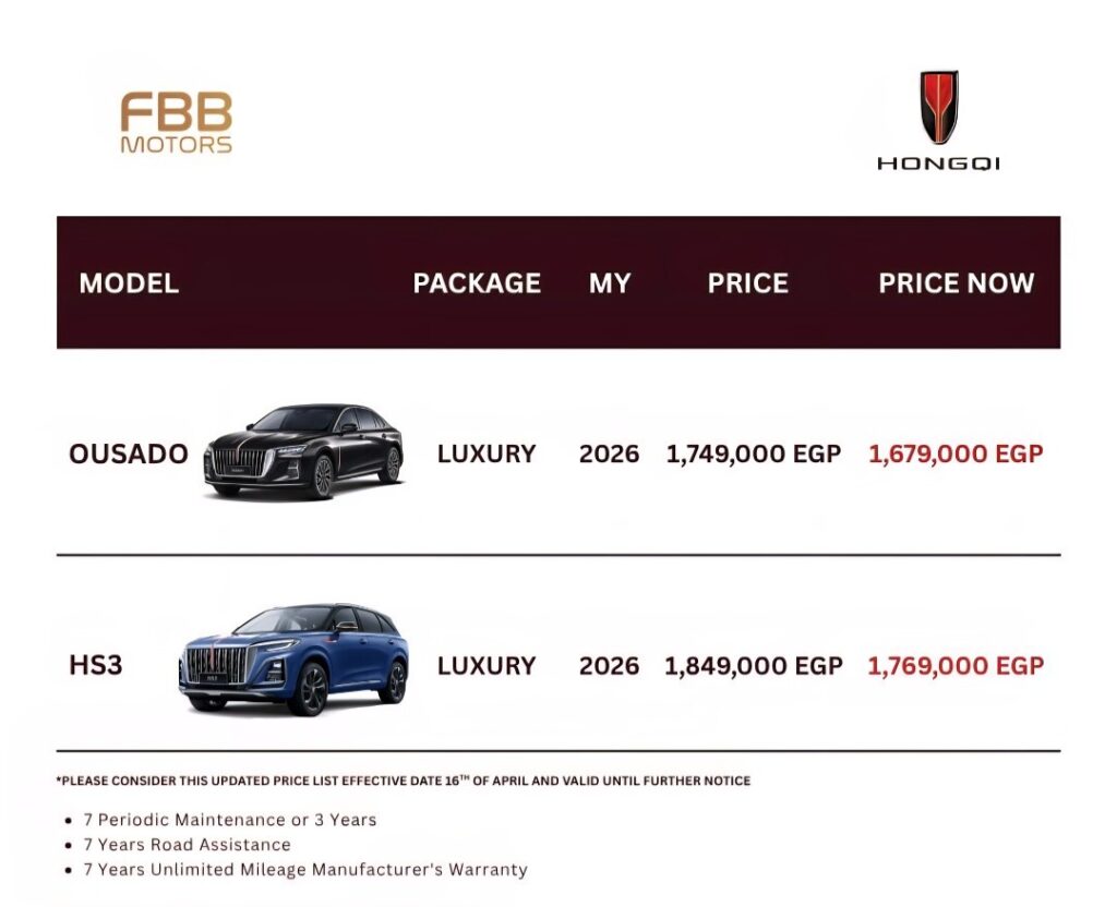 فرصة ذهبية للشراء.. انخفاض أسعار سيارات هونشي 2026 في مصر