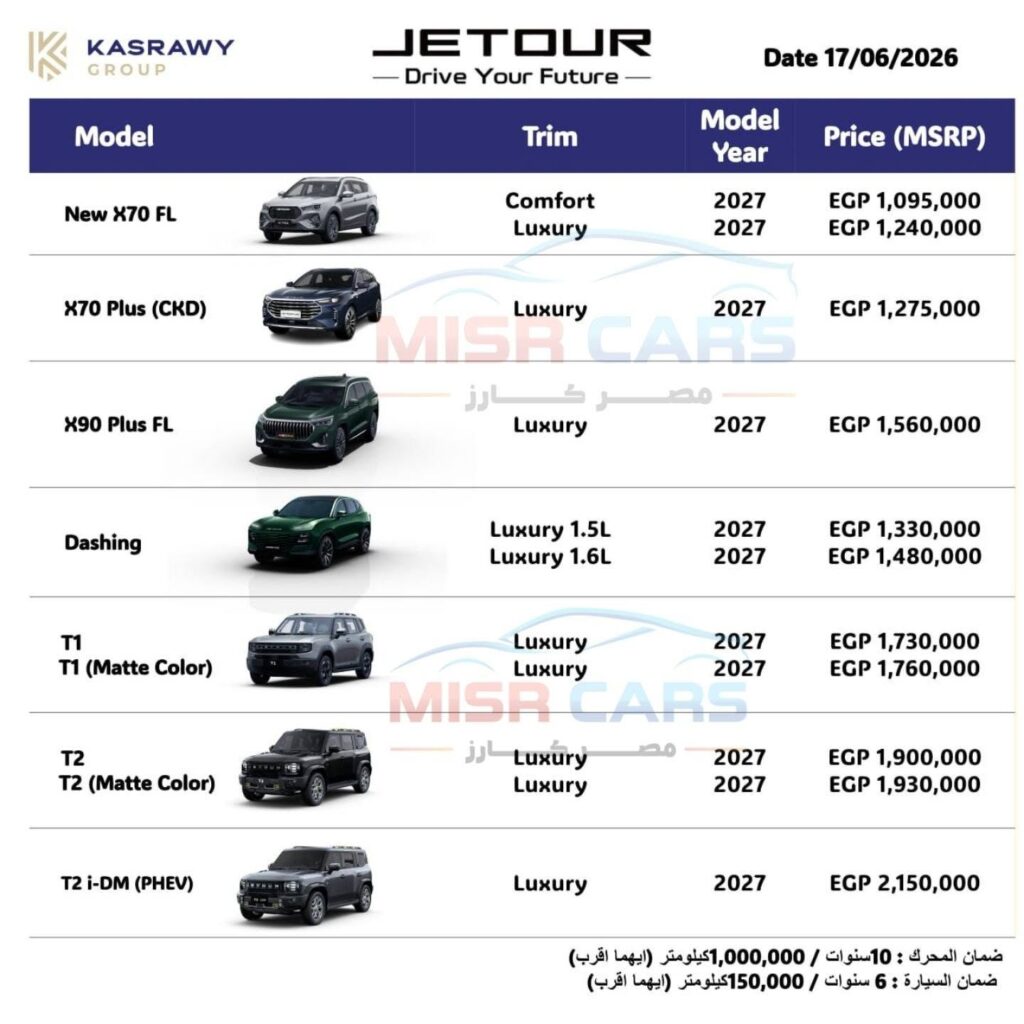 سيارات جيتور موديلات 2027 تصل مصر رسميًا.. الأسعار كاملة