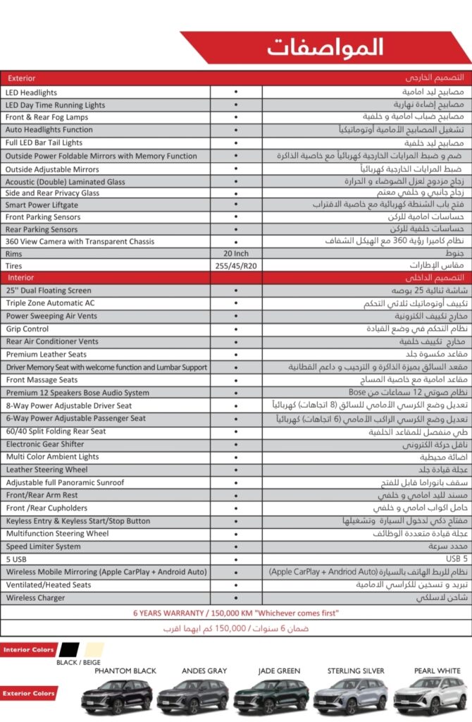 ام جي MG RX9 تصل مصر.. السعر والمواصفات والتجهيزات